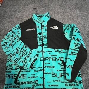 Supreme Black and Teal Zip-Up Sweater